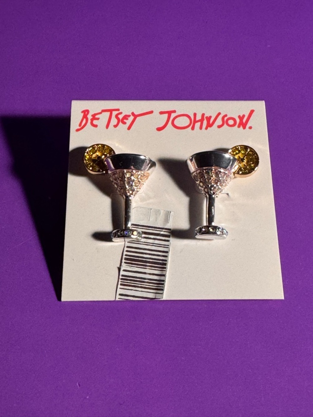 Betsey Johnson Martini Cosmopolitan Earrings by Designer Betsey Johnson Stud NWT